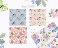 Watercolor Cute Bunny Easter Spring Little Rabbit Clipart Product Image 5