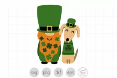 Irish Gnome and Dog SVG, St Patrick's Gnome svg, Dog svg Product Image 1