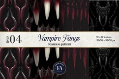 Vampire Fangs Pattern, Dark Gothic Teeth Digital Paper Product Image 1