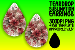Bold Teardrop Earrings Sublimation Art , Autumn Flower Product Image 1