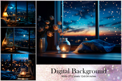 Moon Star Cloud Background Digital Paper_136 Product Image 1