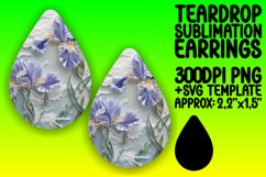 Floral 3D Hole Teardrop Earrings Sublimation Print Teardrop Product Image 1