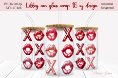 Lips Valentine pattern Libbey Can Glass Wrap 16oz design png Product Image 2