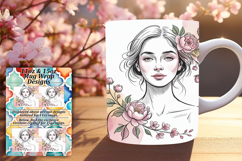 Vibrant 11oz Mug Wrap Png Design , Beauty Woman Product Image 1