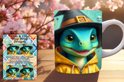 Artful 11oz Mug Wrap Png Artwork , Halloween Dino Product Image 1