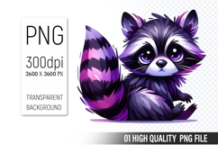 Cute Raccoon, Animal Sublimation Clipart PNG Product Image 1