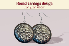 Vintage pattern earrings | Silver Round Earring sublimation Product Image 1