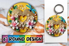 Blissful Keychain Round PNG Style, 3D Heart Product Image 1