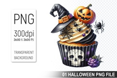Cupcake With A Halloween Pumpkin, Halloween Clipart PNG File Product Image 1