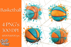 Basketball Clipart PNG with Team Color Paint Splash Design Product Image 1