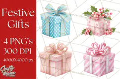 Christmas Gifts Clipart PNG, Realistic Holiday Presents Product Image 1