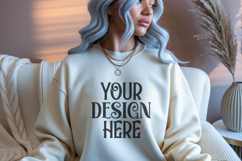 Sand Gildan 18000 Crewneck Sweatshirt Mockups,G18000 Product Image 1