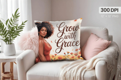 Afro Girl /Woman braided hair Pillow Design, Black Queen PNG Product Image 1
