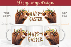 Easter highland cow with bunny mug wrap sublimation designs Product Image 1