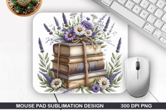 Book Flower Mouse Pad Sublimation, Animals Mouse Pad PNG Product Image 1