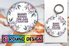 Blissful Car Coaster Round PNG, Flower Quote Product Image 1