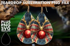 LUMINOUS Teardrop Earrings Design PNG, Christmas Bow Product Image 1