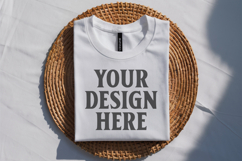White Bella Canvas 3001 Flat Lay T-Shirt Mockup Product Image 1