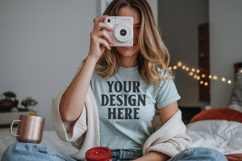 Christmas Bella Canvas 3001 Light Blue Shirt Mockup ,Trandy Product Image 1