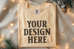 Butter Comfort Colors 1717 Christmas Folded T-Shirt Mockup Product Image 1