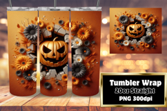VIBRANT 20oz Tumbler Wrap PNG , 3D Pumpkin Product Image 1