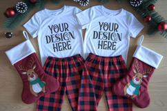 Christmas Family Matching Group Flat Lay T-Shirt Mockups Product Image 1