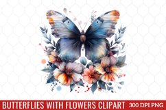 Butterflies With Flowers Clipart Product Image 1