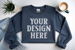 Dark Heather Gildan 18000 Folded Flat Lay Mockups Product Image 1