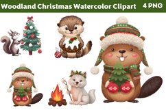 Woodland Christmas Watercolor Clipart PNG Product Image 1