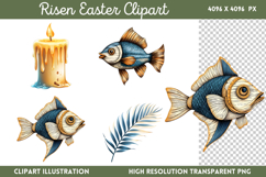 Risen Easter Clipart PNG Product Image 1