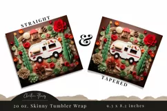 3D Western Christmas Camper Van Tumbler Wrap PNG Product Image 3