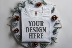 Gildan 5000 white Folded Christmas Mockup, G5000 mockup Product Image 1