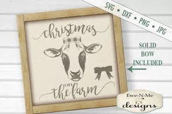 Cow with Bow Christmas on the Farm SVG DXF Files Product Image 1