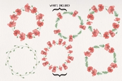 Poppy Watercolor Wreaths Poppies Red Flower Garlands Border Product Image 2