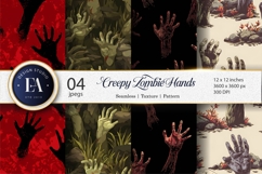 Zombie Hands Rising from Ground Seamless Digital Paper Product Image 1