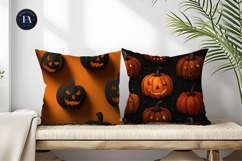 Tileable Carved Halloween Pumpkins Seamless Digital Paper Product Image 2