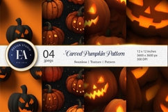 Tileable Carved Halloween Pumpkins Seamless Digital Paper Product Image 1