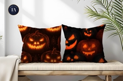 Seamless Carved Halloween Pumpkins Pattern Digital Paper Product Image 2