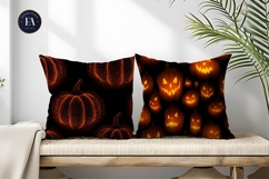 Seamless Tileable Carved Pumpkins Halloween Digital Paper Product Image 2
