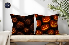 Tileable Seamless Halloween Carved Pumpkins Digital Paper Product Image 2