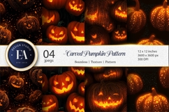 Tileable Seamless Halloween Carved Pumpkins Digital Paper Product Image 1