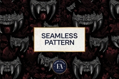 Vampire Fangs Pattern, Dark Gothic Teeth Digital Paper Product Image 3