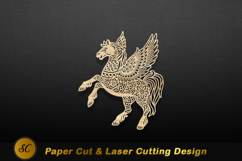Winged horse intricate wood carving pegasus wings Laser cut Product Image 1
