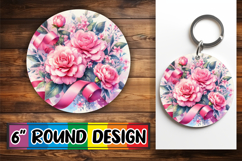 Whimsical Circle Keychain Design, Flowers Product Image 1