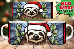 Xmas Winter Stained Glass Harmony Mug Wrap 11oz 15oz, Sloth Product Image 1