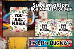 Vibrant joy 11oz 15oz sublimation wrap, Flower Quote Product Image 1