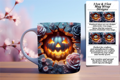 Elegant 15oz Mug Wrap Png Artwork , 3D Pumpkin Product Image 1