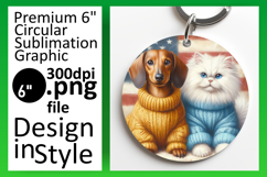 Bright Keychain Circle PNG Artwork , Dog and cat Product Image 1