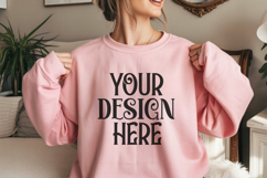 Pink Gildan 18000 Sweatshirt Model Mockups Product Image 1