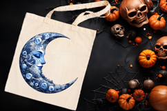 Cute blue Halloween moon clipart t shirt designs png Product Image 3
